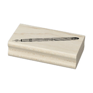 Fountain Pen Wooden Mounted Rubber Stamp