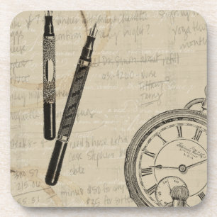 Fountain Pens and Watchface with Notes Coaster