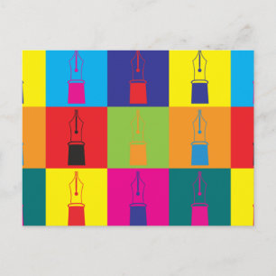 Fountain Pens Pop Art Postcard