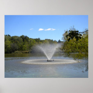 Fountain under Blue Sky II Poster