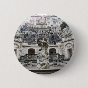 Fountain with Neptune statue in Prague 2 Inch Round Button