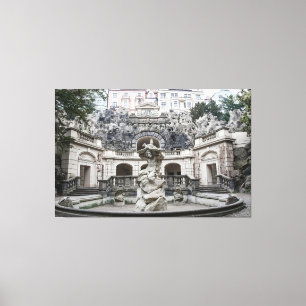 Fountain with Neptune statue in Prague Canvas Print