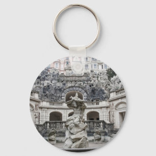 Fountain with Neptune statue in Prague Keychain