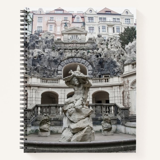 Fountain with Neptune statue in Prague Notebook (Front)
