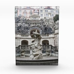 Fountain with Neptune statue in Prague Photo Block