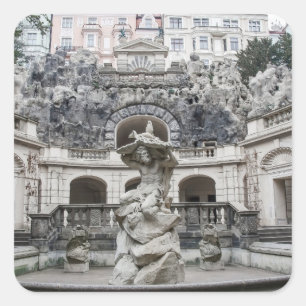 Fountain with Neptune statue in Prague Square Sticker