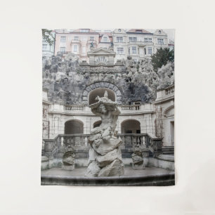 Fountain with Neptune statue in Prague Tapestry
