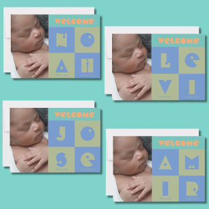 Four 4 letter name baby boy birth announcement