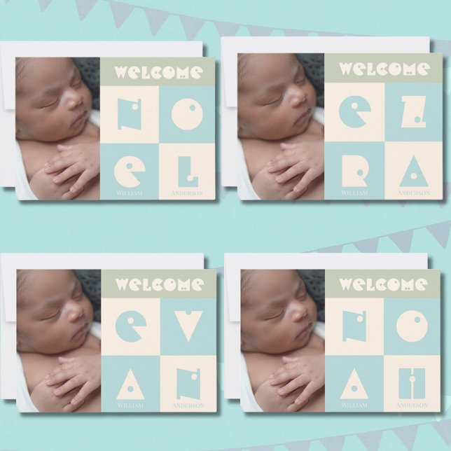 Four 4 letter name baby boy birth announcement  (Creator Uploaded)