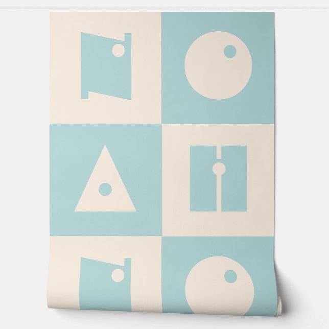 Four 4 letters baby name blue nursery wallpaper  (Unrolling)
