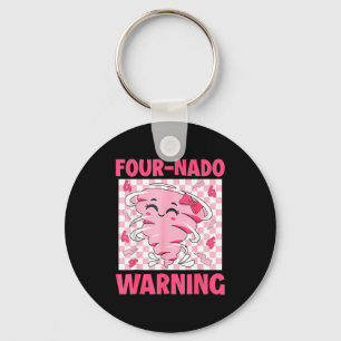 Four 4 Nado Warning Nk Tornado Themed Birthday Gir Keychain