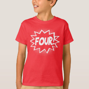FOUR! 4th Birthday Gift Superhero Logo T-Shirt