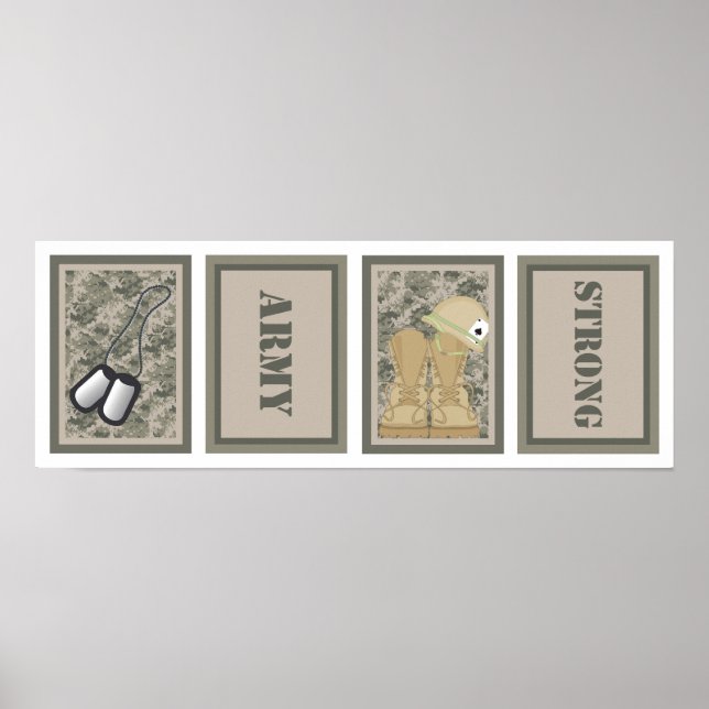 Four 5x7 Nursery Art Prints ARMY ACU Camoflauge (Front)