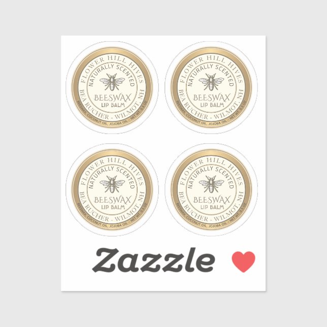 Four 7/8" Beeswax Lip Balm Labels Waterproof (Sheet)