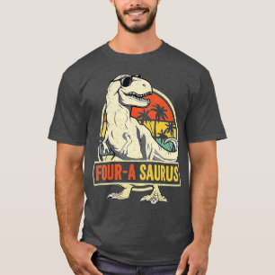 Four a Saurus Birthday T Rex 4 Year Old Dino 4th D T-Shirt