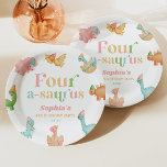 Four A-Saurus Dinosaur 4th Fourth Birthday Party Paper Plate<br><div class="desc">This is a Four A-Saurus Dinosaur 4th Fourth Birthday Party Paper Plates!</div>
