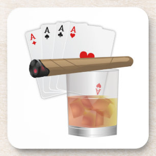 Four Aces, A Drink and A Cigar Coaster