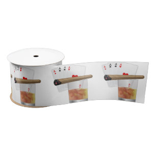 Four Aces, A Drink and A Cigar Satin Ribbon