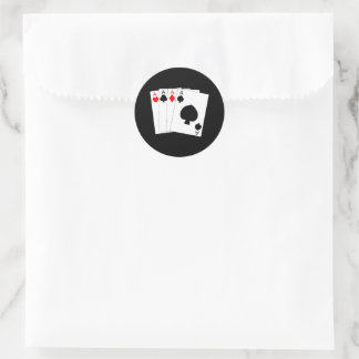 Four Aces Black Classic Round Sticker
