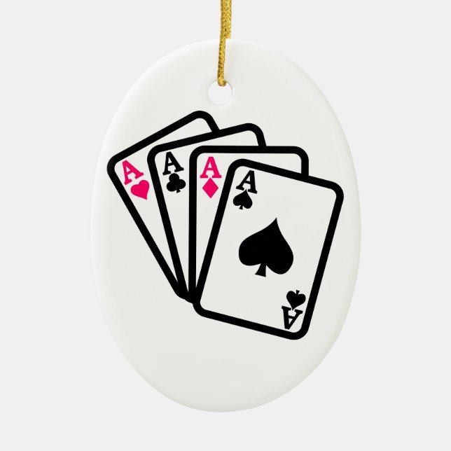 Four Aces Ceramic Ornament (Front)