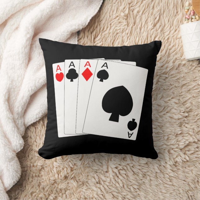 Four Aces Design Throw Pillow (Blanket)