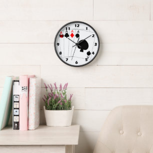 Four Aces Playing Card Design Clock