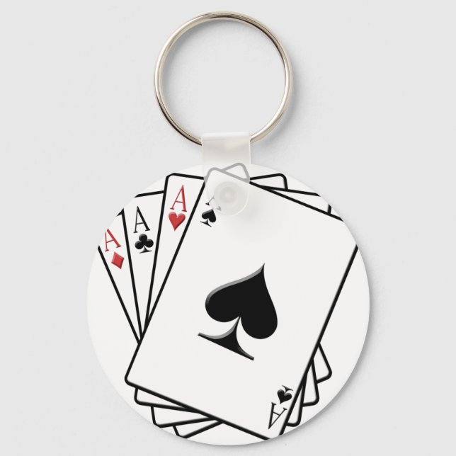 Four Aces Playing Cards Design Keychain (Front)