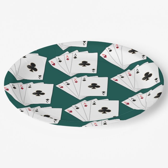 Four Aces Playing Cards Paper Plates (Angled)