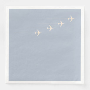 Four Airplanes Flying Through Dusty Blue Sky Napkin
