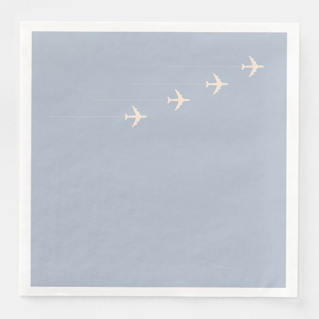 Four Airplanes Flying Through Dusty Blue Sky Napkin (Front)
