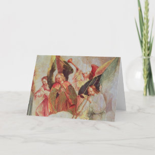 Four angels playing instruments card