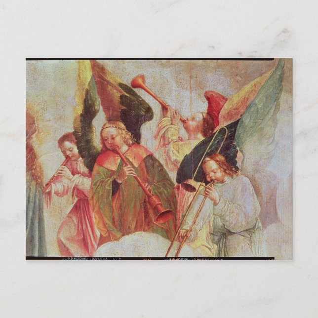 Four angels playing instruments postcard (Front)