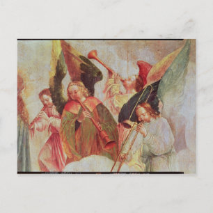 Four angels playing instruments postcard