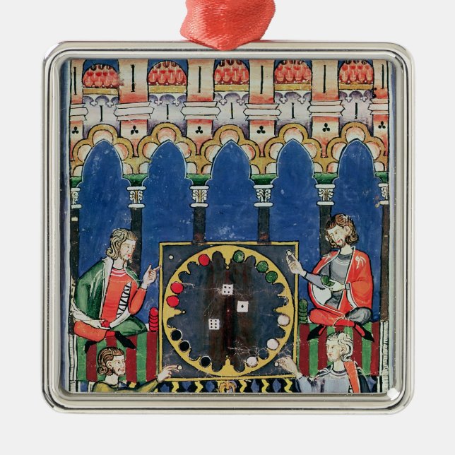 Four Arabic Backgammon Players Metal Ornament (Front)