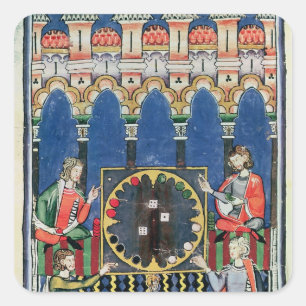 Four Arabic Backgammon Players Square Sticker