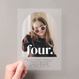 Four Arched Photo Birthday Acrylic Invitations