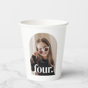 Four Arched Photo Birthday Paper Cups