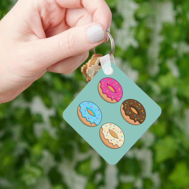 Four Assorted Doughnuts Pattern Keychain (Hand)