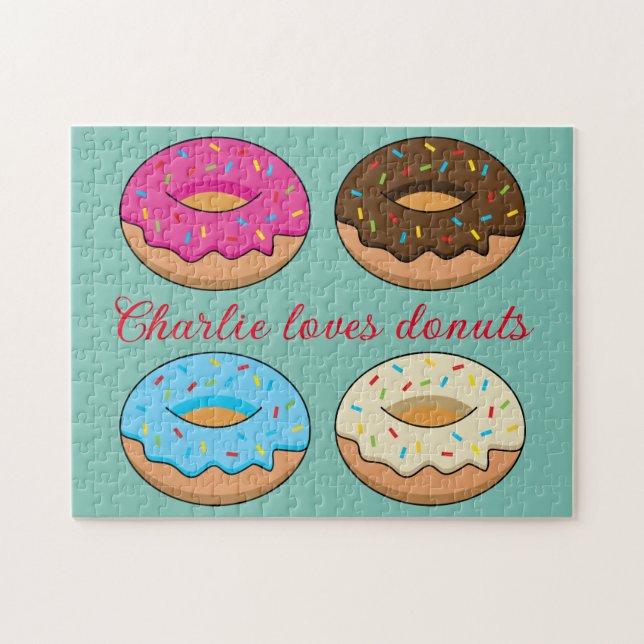 Four Assorted Doughnuts Pattern | Personalize Jigsaw Puzzle (Horizontal)
