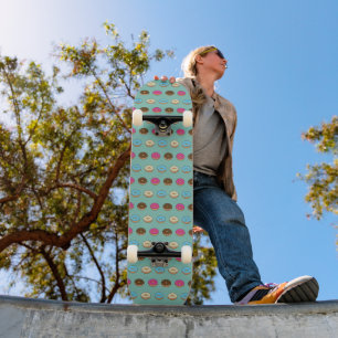 Four Assorted Doughnuts Pattern Skateboard