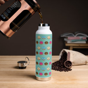 Four Assorted Doughnuts Pattern Water Bottle
