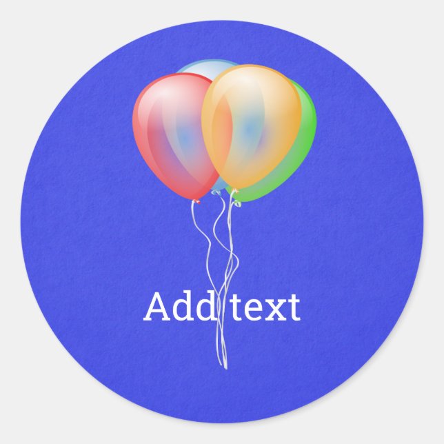Four balloons template, classic round sticker (Front)