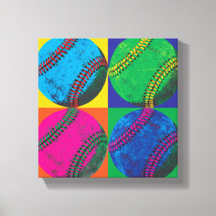 Four Baseballs in Different Colours Canvas Print