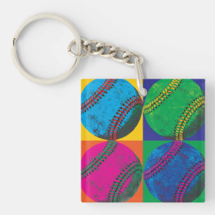 Four Baseballs in Different Colours Keychain