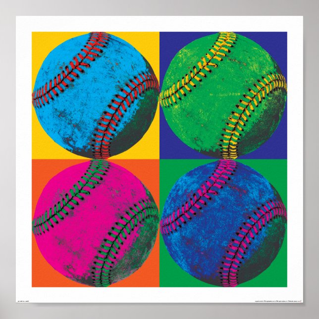 Four Baseballs in Different Colours Poster (Front)