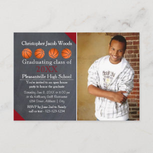 Four Basketball Chalkboard-3x5 Grad Announcement