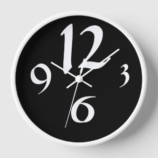 Four big white numbers on black clock