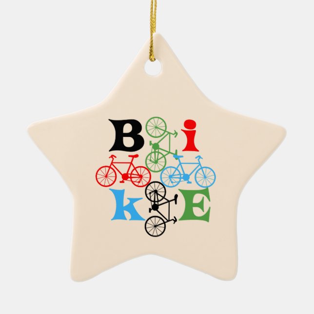 Four Bikes  Ceramic Ornament (Front)