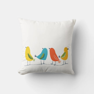 Four Birds of Different Feathers Flock Together Throw Pillow