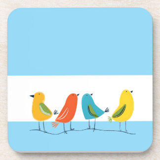 Four Birds Perched on a Twig Coaster